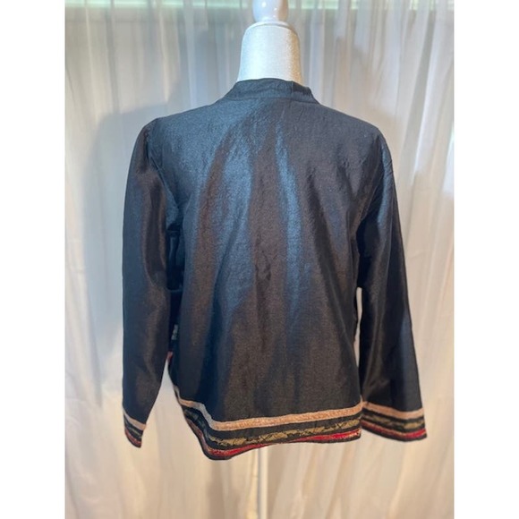 Vintage Choices Size XL Dress Jacket Black with Applique Ribbon Pattern - Picture 4 of 6